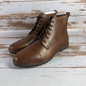 Cole Haan Original Grand+ Lug Boots Mens Size 9.5 Brown Leather Lace Up NIB